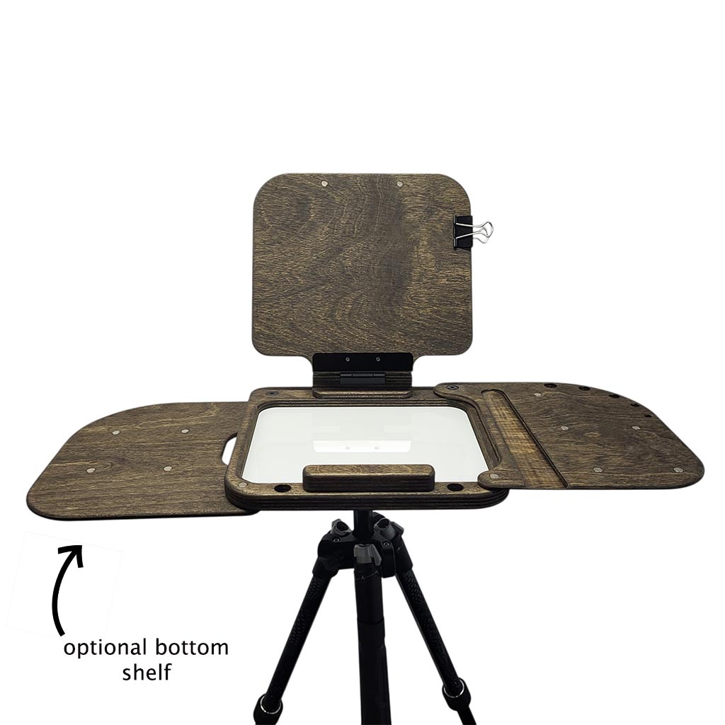 Lite Easel Shelves by Cup Easels Inc., art supplies tripod easel with bottom shelf for painting and drawing.