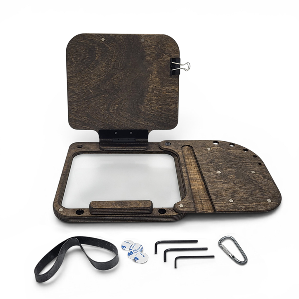 Oil painting easel kit with accessories from Cup Easels Inc., including adjustable support and painting tools for artists.