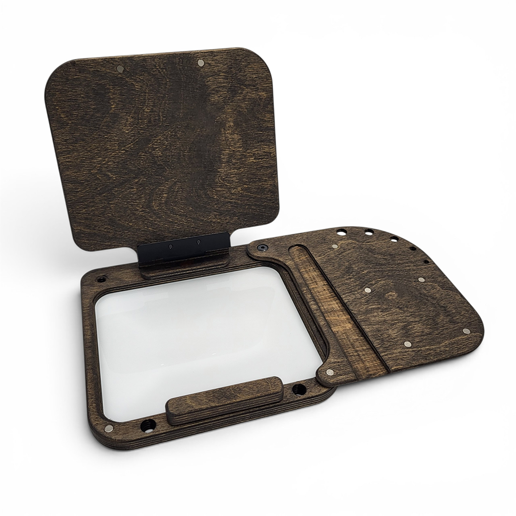 Lite Easel Oil Kit by Cup Easels Inc. art supplies, featuring a portable wooden easel with oil painting accessories, displayed from the right side.