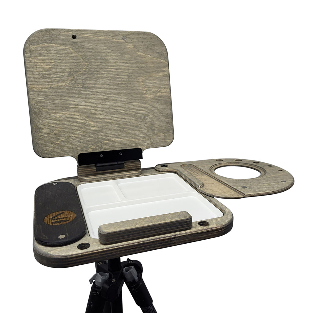 Superlite Water Kit art supplies by Cup Easels featuring a compact tripod for watercolor painting and art creation.