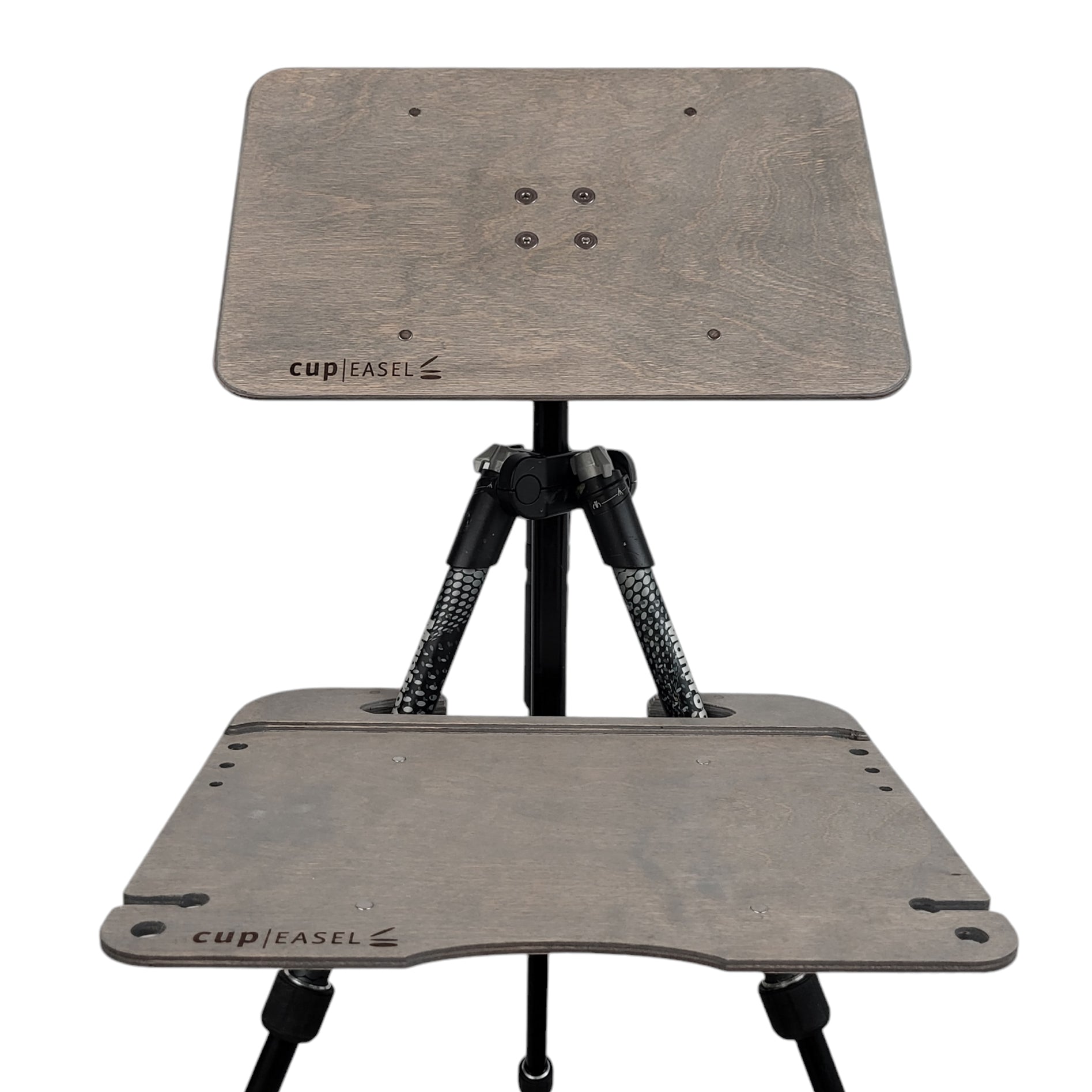 Tripod Flat Shelf for art supplies by Cup Easels Inc., showing a sturdy, flat surface with tripod legs for versatile storage.