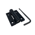 Tension hinge for art supplies by Cup Easels Inc., showing a close-up of the adjustable metal hinge on a wooden easel.